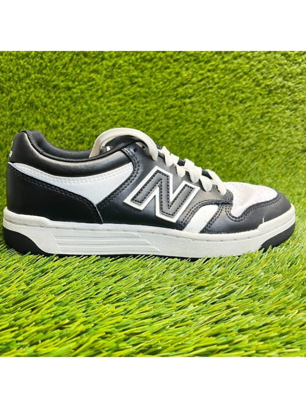 New Balance 480 Boys Size 6.5Y Black White Athletic Leather Shoes Sneakers